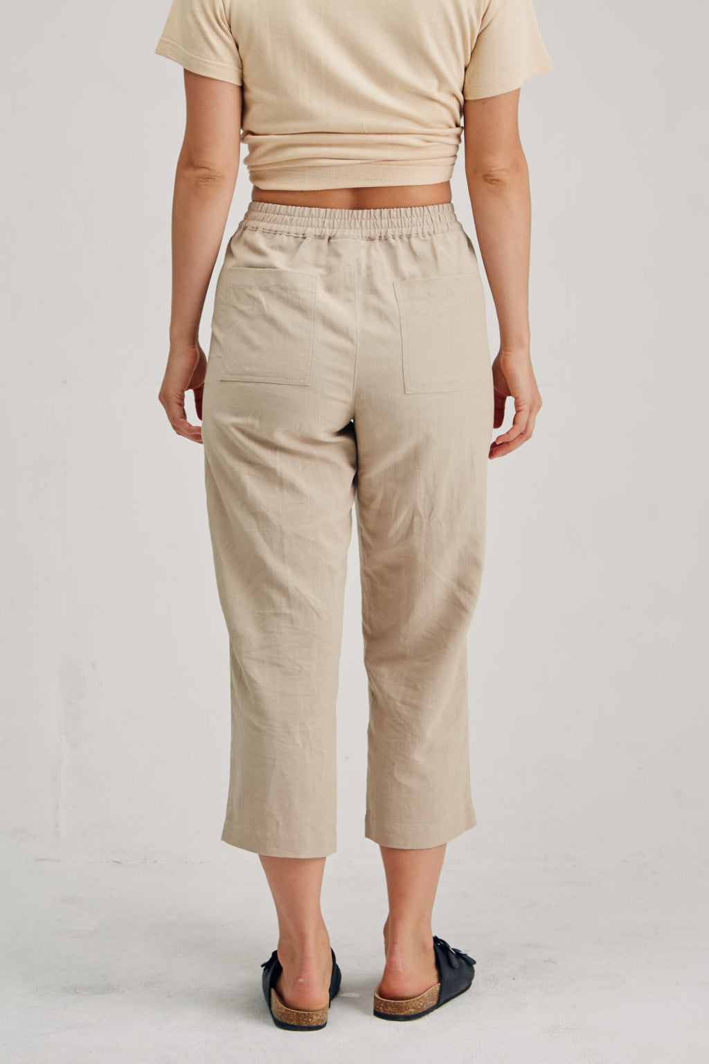 Ladies’ Hemp Cotton 7/8 Elastic Waist Pants | Oat - HempStitch.