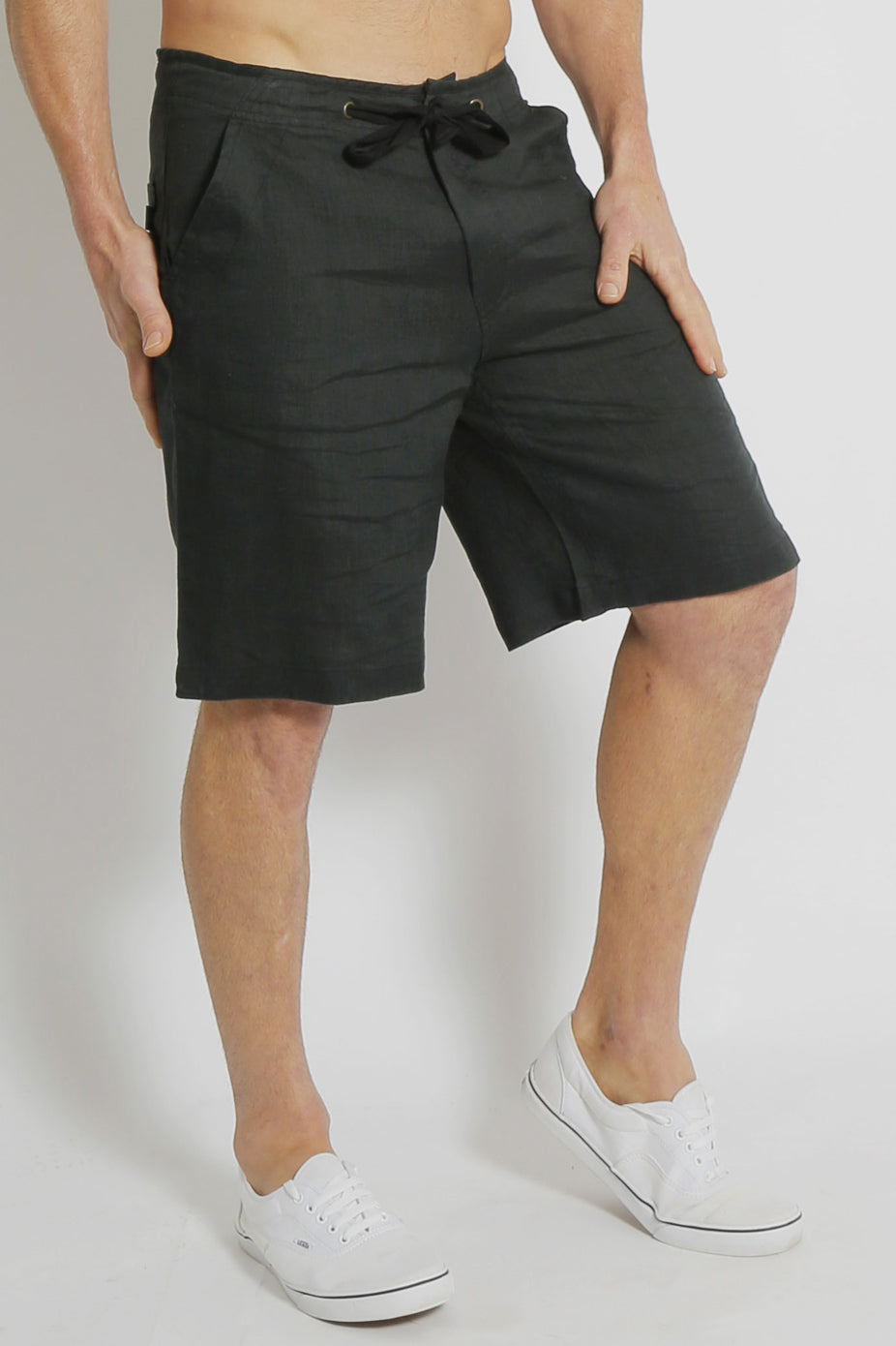100% Hemp Drawstring Shorts | Black | Mens - HempStitch.