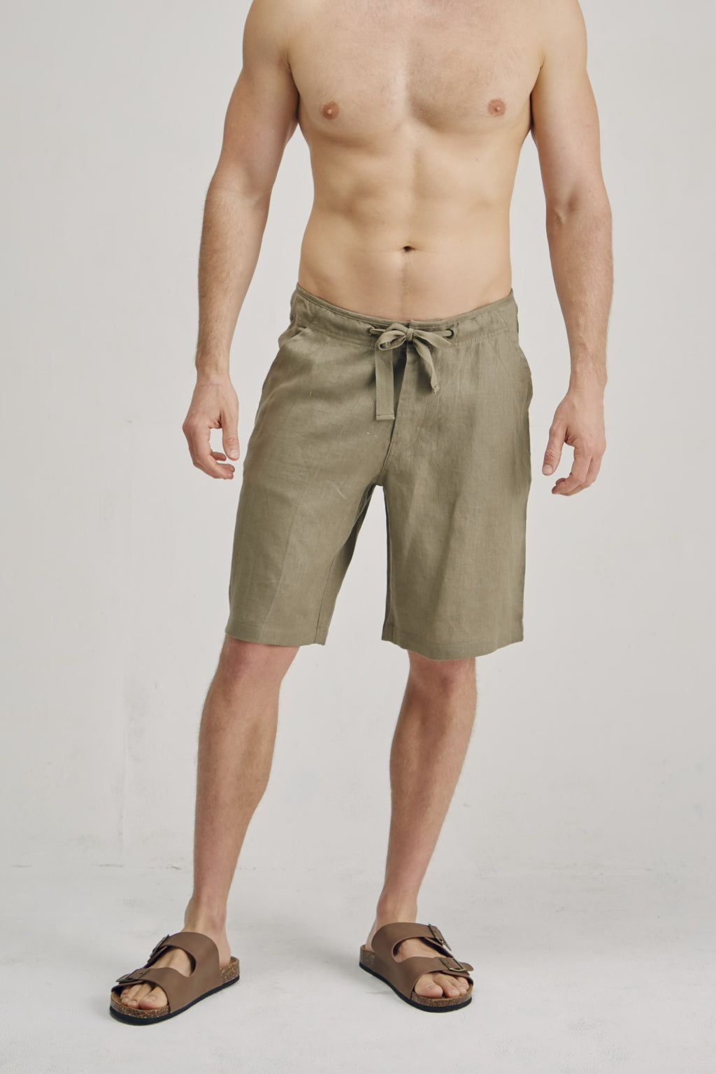 100% Hemp Drawstring Shorts | Khaki | Mens - HempStitch.