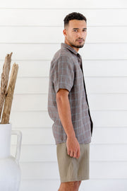 Pure Hemp Plaid Short Sleeve Shirt | Brownie | Mens - HempStitch.