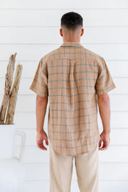 Pure Hemp Plaid Short Sleeve Shirt | Toffee | Mens - HempStitch.