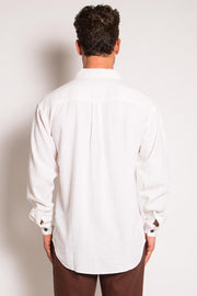 Premium Hemp Rayon Relax Fit Long Sleeve Shirt | White | Mens - HempStitch.
