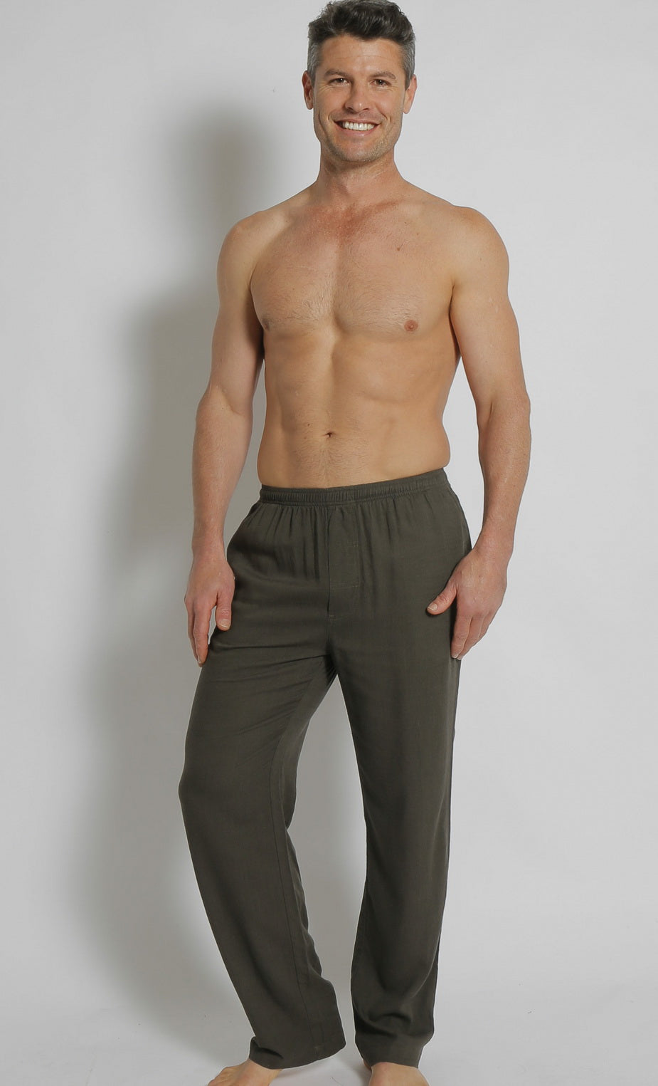Bamboo Hemp Elastic Waist Beach Pants | Grey | Mens - HempStitch.