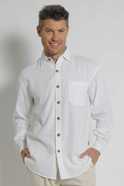 Premium Hemp Rayon Relax Fit Long Sleeve Shirt | White | Mens - HempStitch.