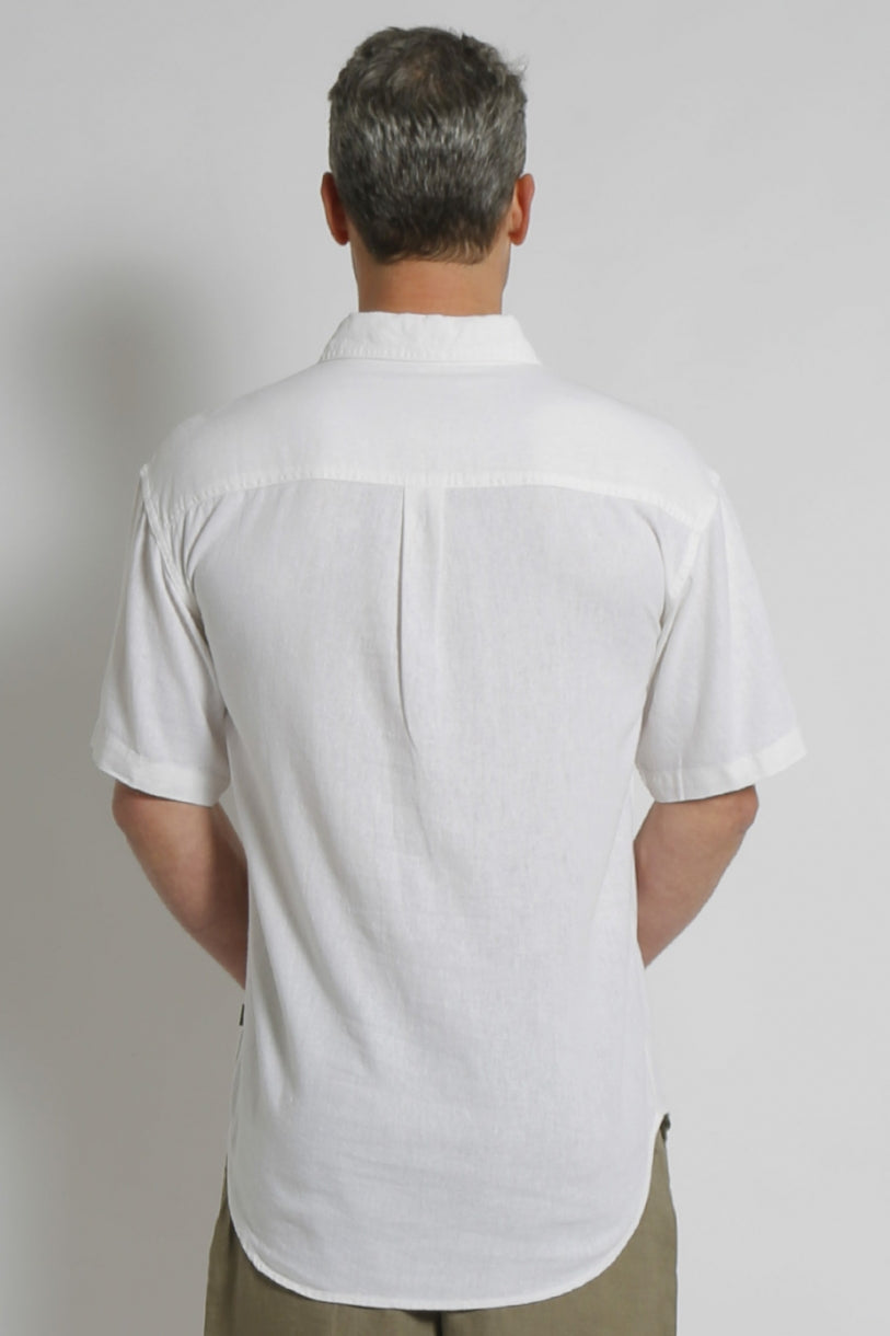 Relaxed Short Sleeve Shirt | White | Men - HempStitch.